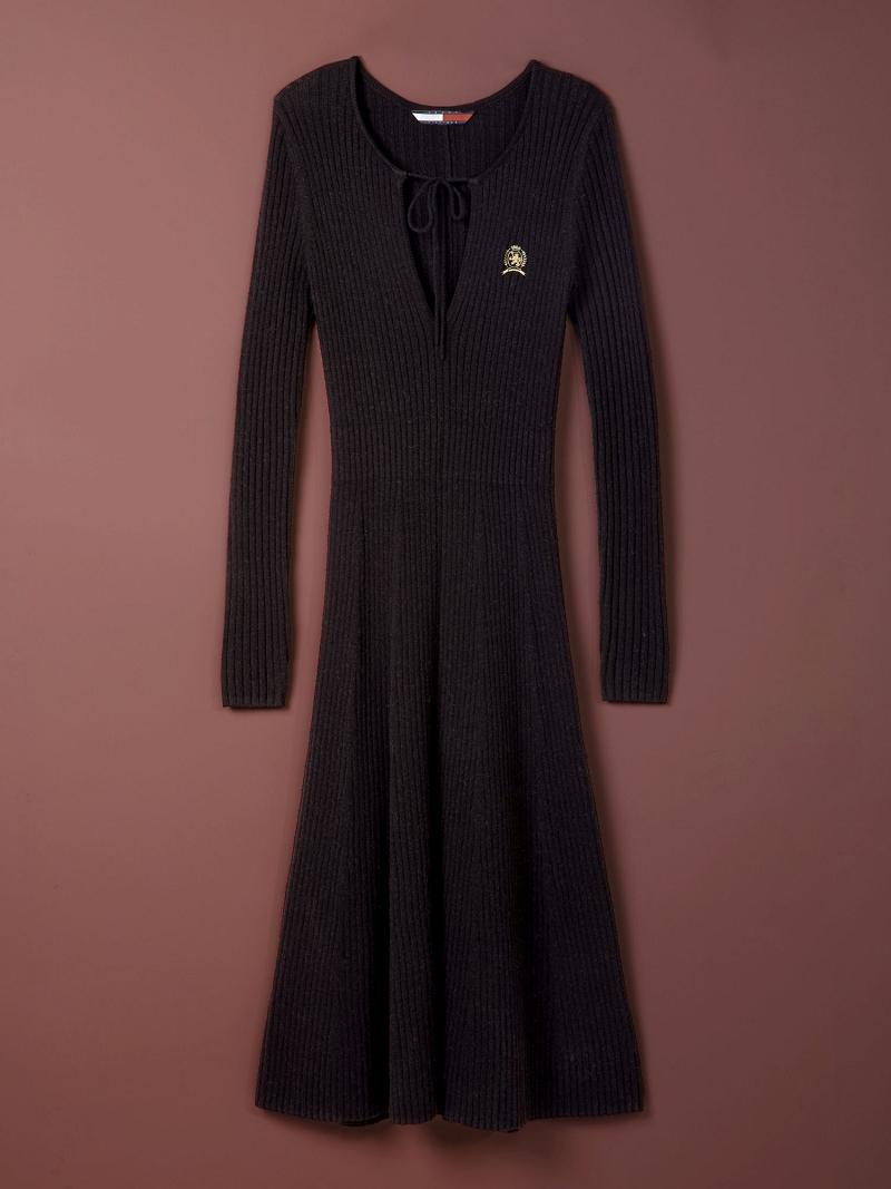 Dresses Tommy Hilfiger Fine Wool Crest Sueter Negros | MX_W21086