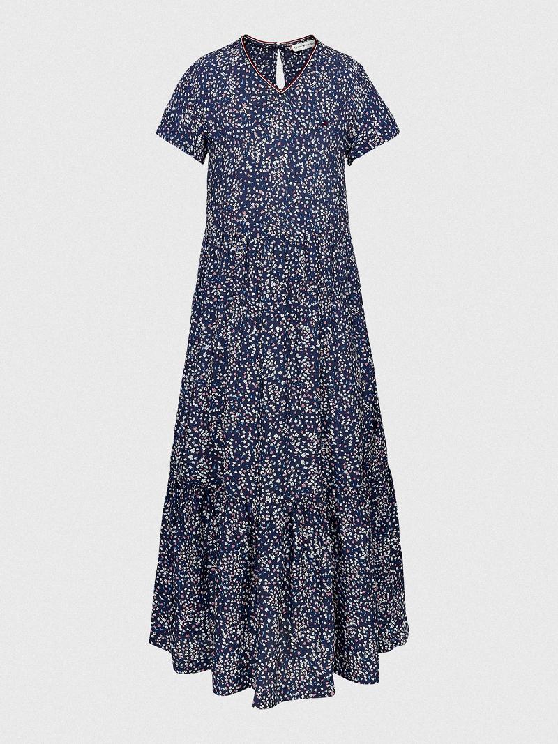 Dresses Tommy Hilfiger Floral Midi Azules | MX_G1062