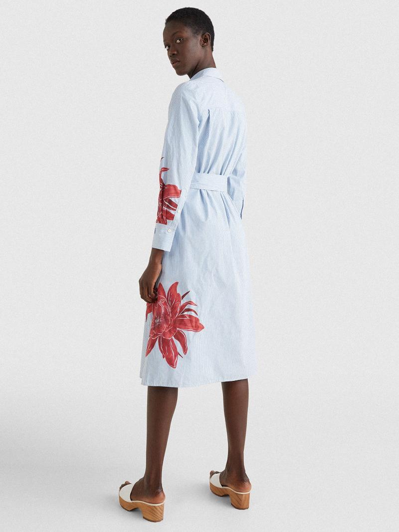 Dresses Tommy Hilfiger Floral Stripe Midi Shirtdress Azules | MX_W21091