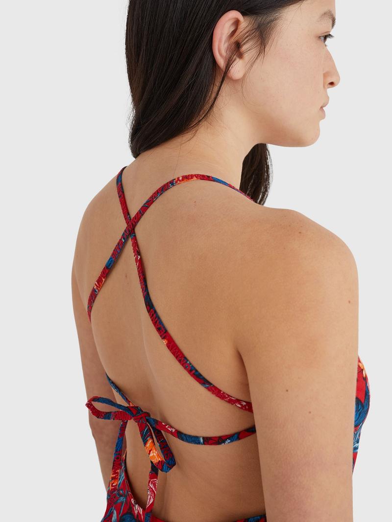 Dresses Tommy Hilfiger Floral Tie-Back Mini Rojos | MX_W21092