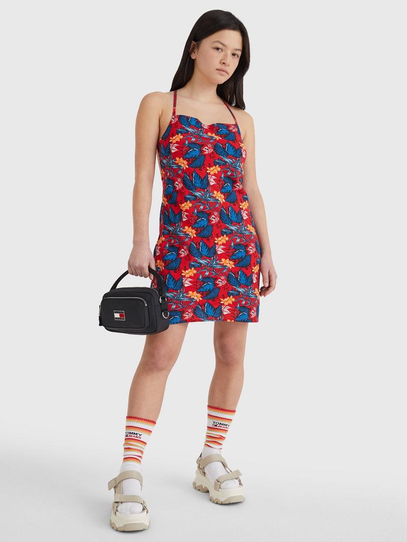 Dresses Tommy Hilfiger Floral Tie-Back Mini Rojos | MX_W21092