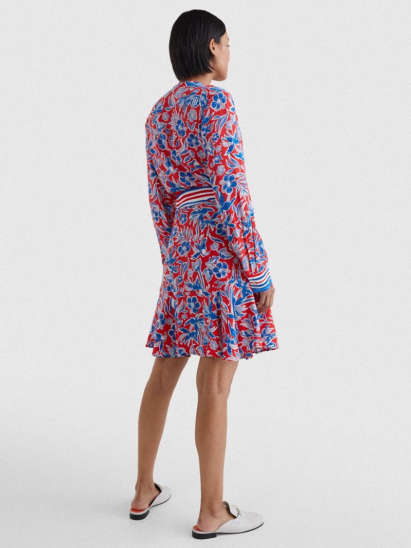 Dresses Tommy Hilfiger Floral Wrap Rojos | MX_W21093