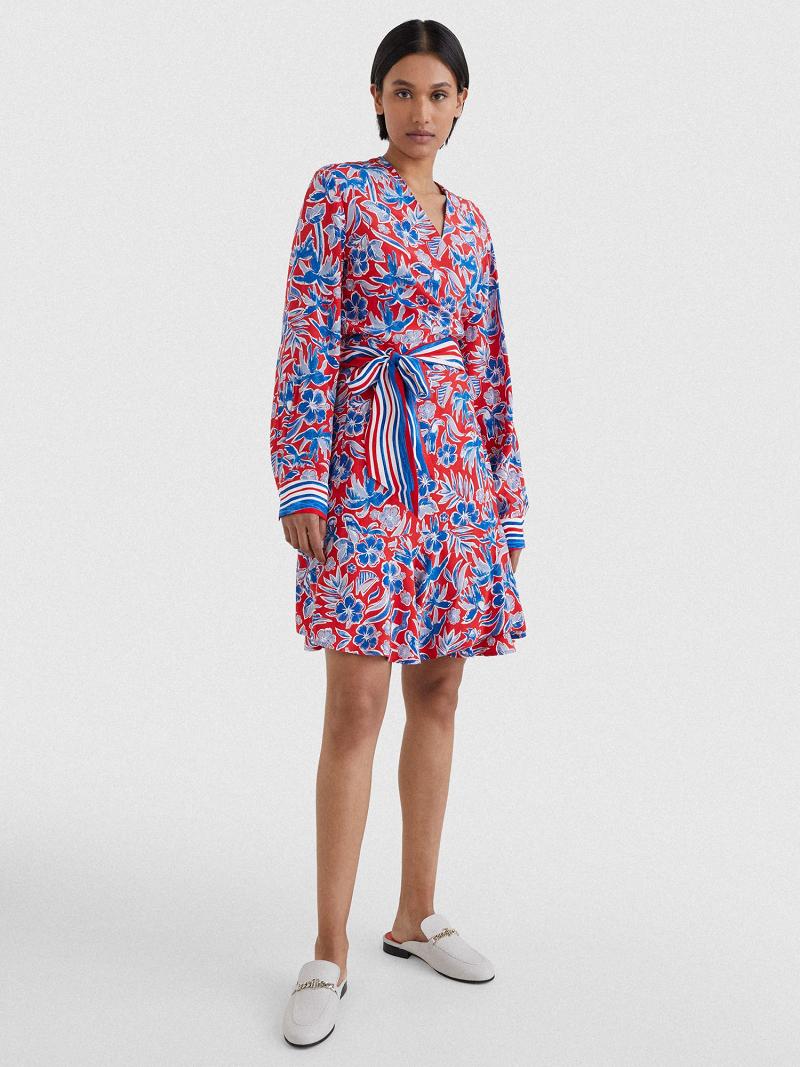 Dresses Tommy Hilfiger Floral Wrap Rojos | MX_W21093