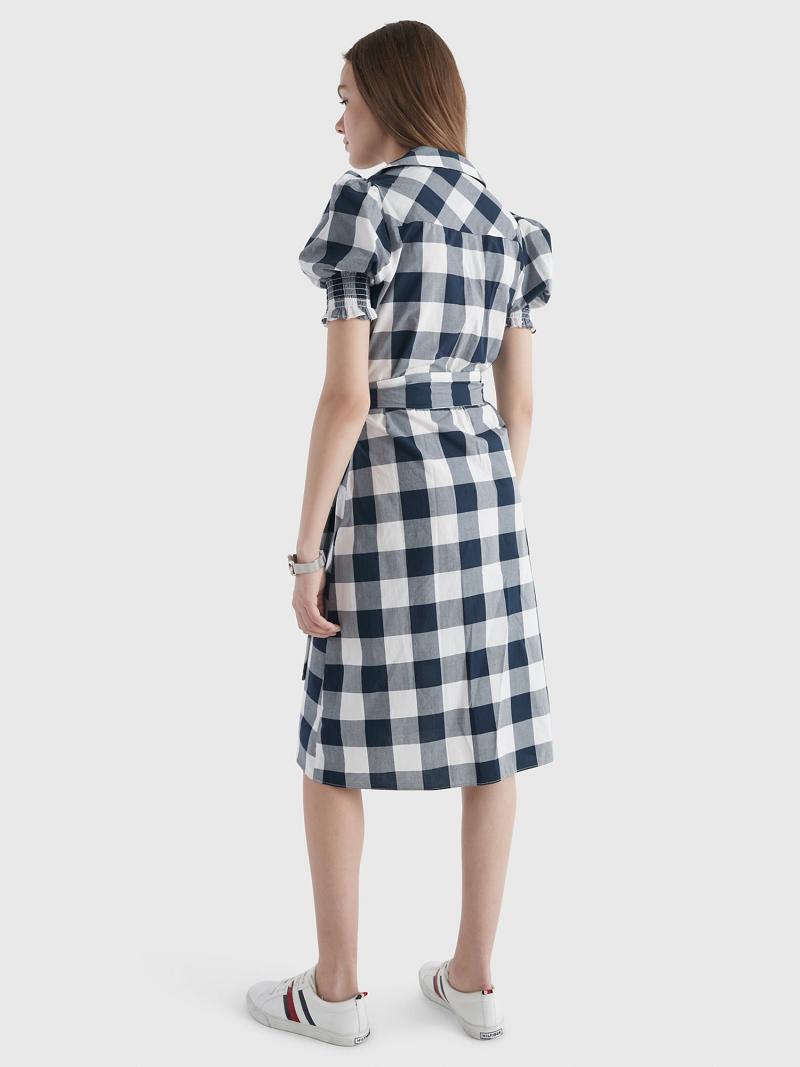 Dresses Tommy Hilfiger Gingham Print Shirtdress Azules Blancos | MX_W21094