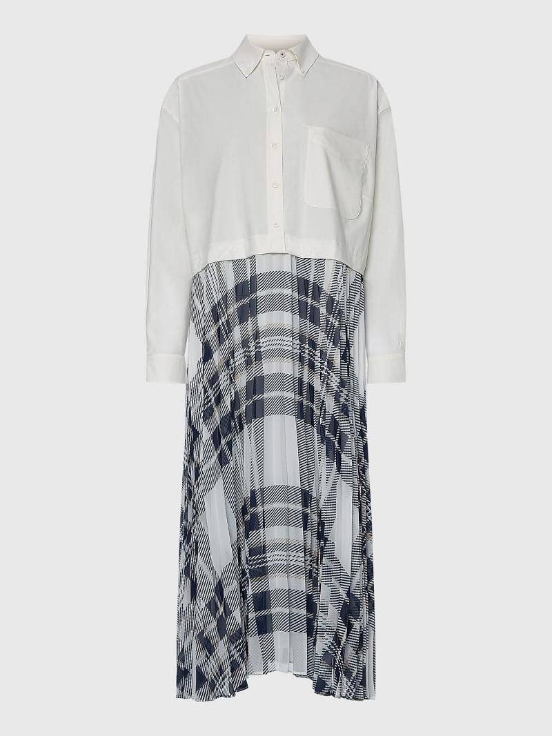 Dresses Tommy Hilfiger Icon Pleated Shirt Blancos | MX_W21098