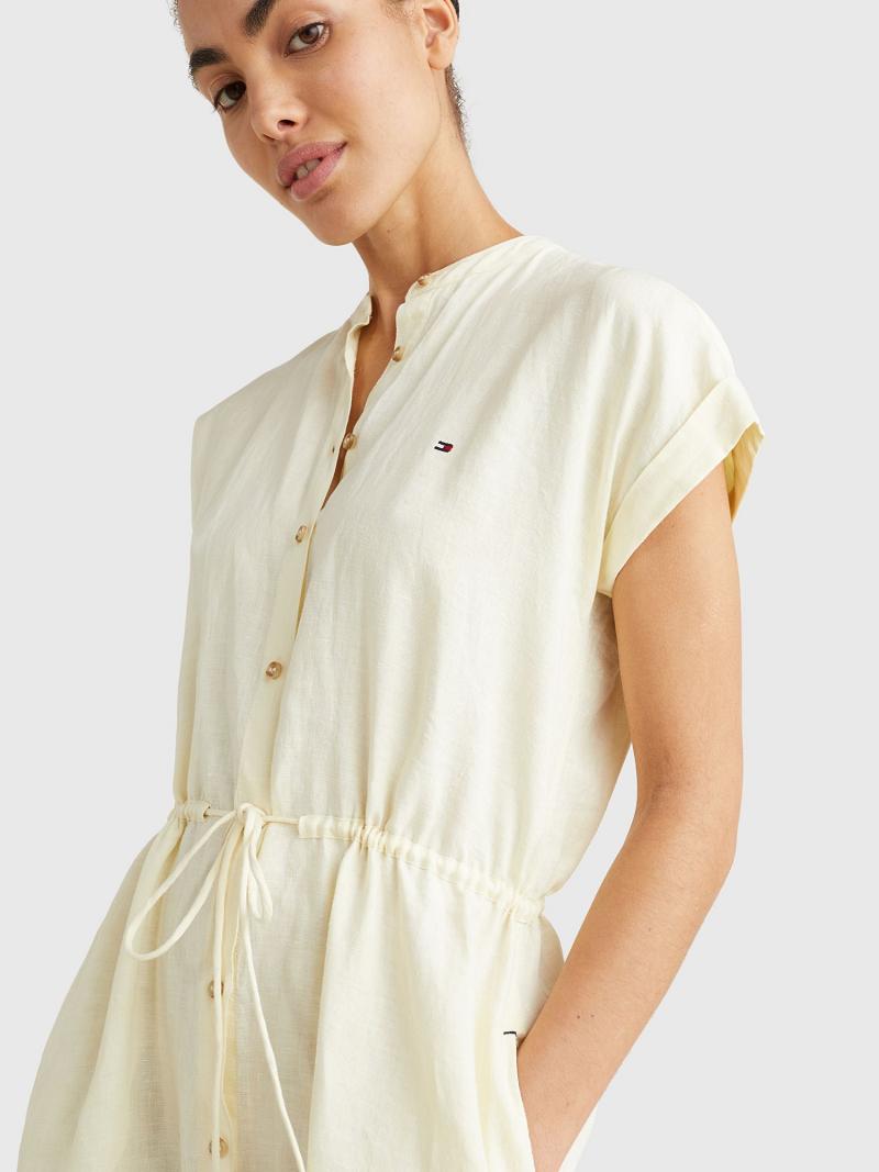 Dresses Tommy Hilfiger Linen Midi Shirtdress Amarillos | MX_W21100