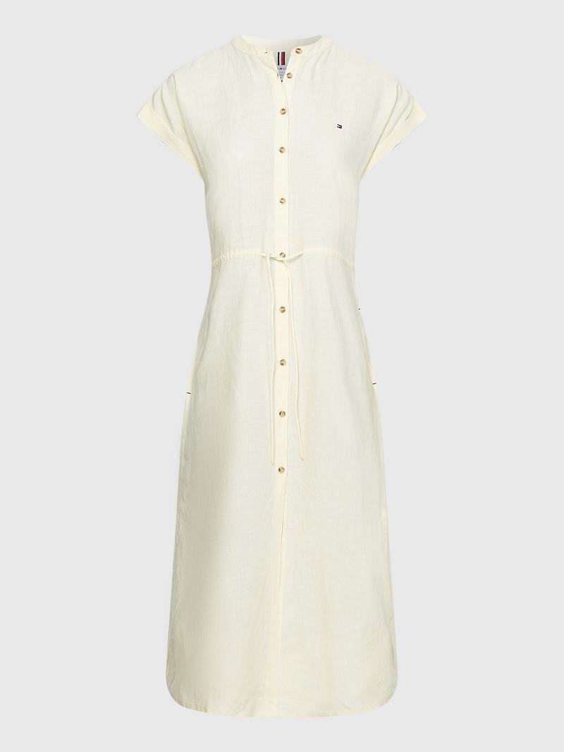 Dresses Tommy Hilfiger Linen Midi Shirtdress Amarillos | MX_W21100