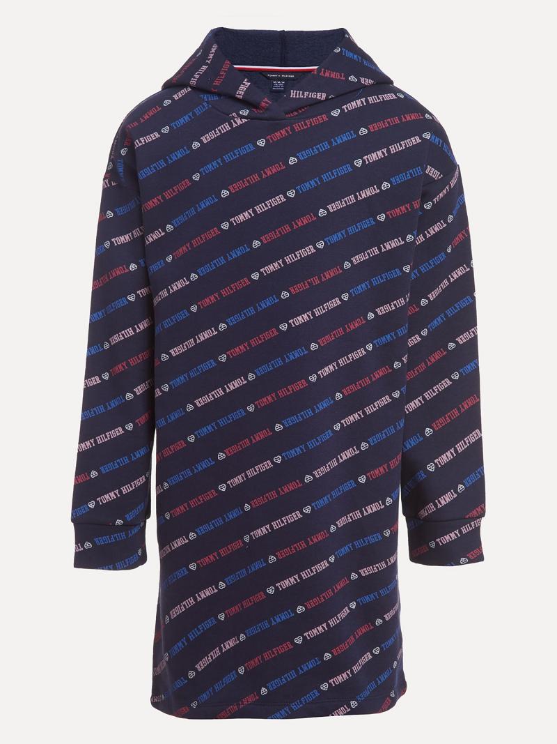 Dresses Tommy Hilfiger Little Logo Print Sweatshirt Azul Marino | MX_G1067