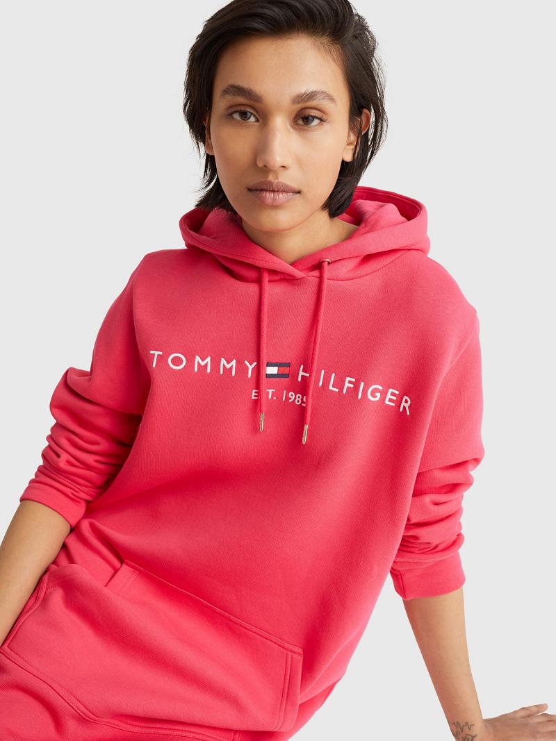 Dresses Tommy Hilfiger Logo Hoodie Rosas | MX_W21101