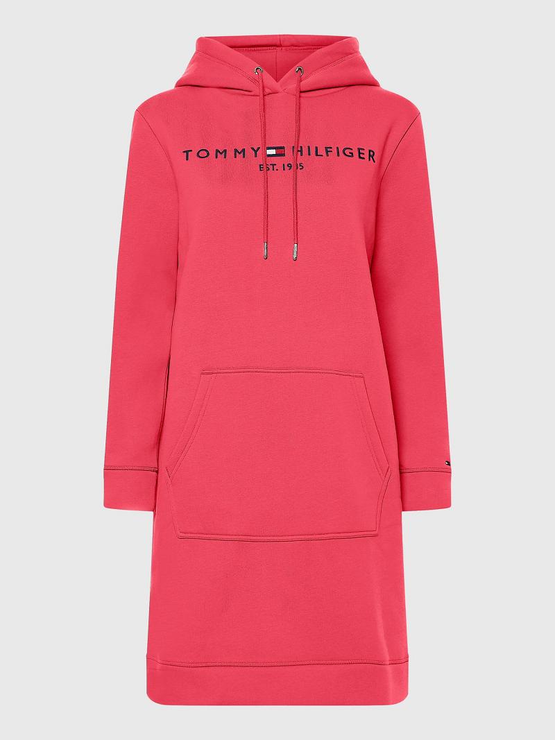 Dresses Tommy Hilfiger Logo Hoodie Rosas | MX_W21101