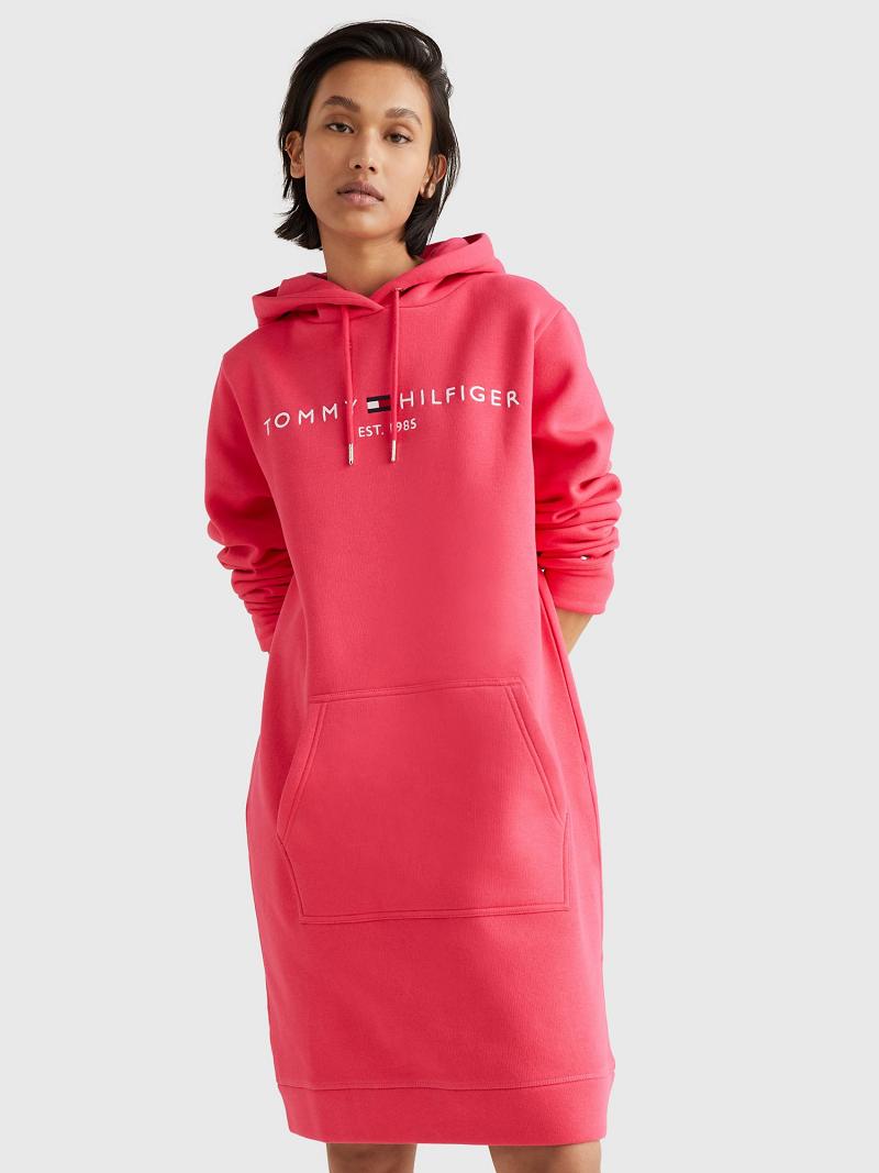 Dresses Tommy Hilfiger Logo Hoodie Rosas | MX_W21101