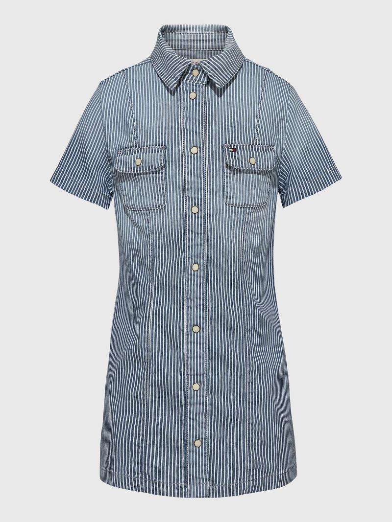 Dresses Tommy Hilfiger Pinstripe Shirtdress Azules | MX_G1078