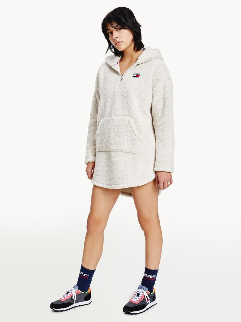 Dresses Tommy Hilfiger Recycled Badge Hoodie Beige | MX_W21108