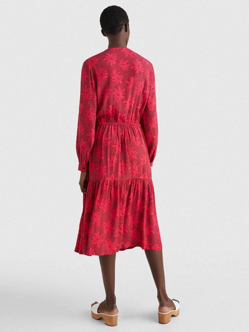 Dresses Tommy Hilfiger Relaxed Fit Floral Maxi Shift Rojos | MX_W21110