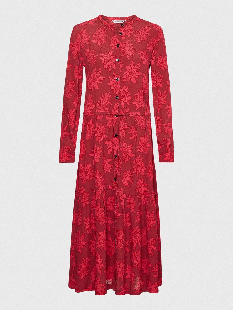 Dresses Tommy Hilfiger Relaxed Fit Floral Maxi Shift Rojos | MX_W21110