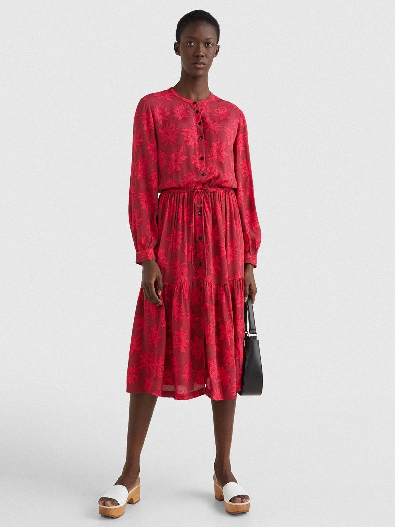 Dresses Tommy Hilfiger Relaxed Fit Floral Maxi Shift Rojos | MX_W21110