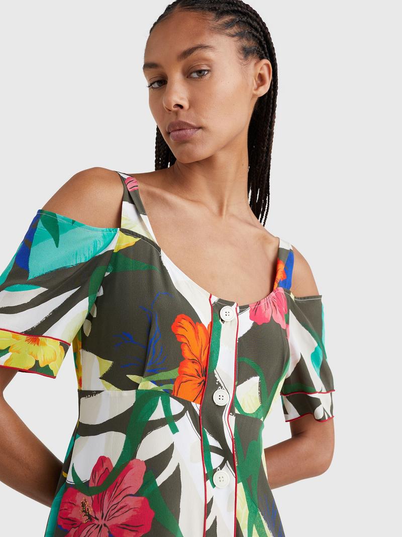 Dresses Tommy Hilfiger Silk Hawaiian Maxi Multicolor | MX_W21118