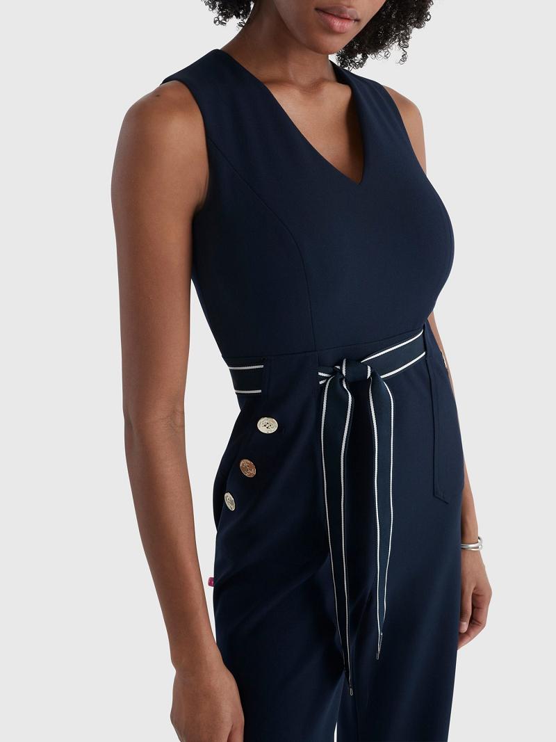 Dresses Tommy Hilfiger Sin Manga Belted Jumpsuit Azules | MX_W21119