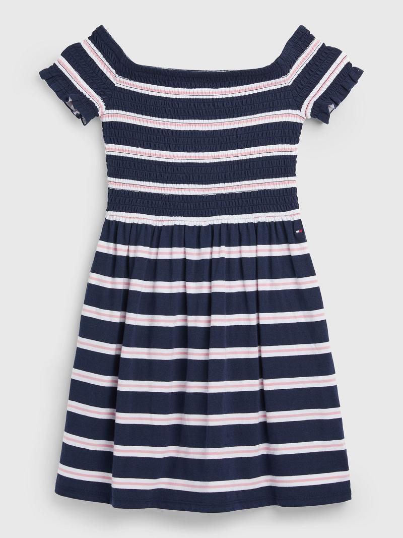 Dresses Tommy Hilfiger Smocked Azules | MX_G1083