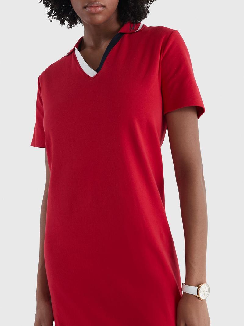 Dresses Tommy Hilfiger Solid Polo Rojos | MX_W21123