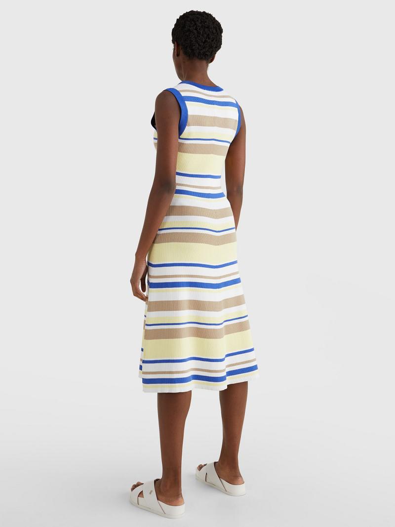 Dresses Tommy Hilfiger Stripe Henley Midi Multicolor | MX_W21126