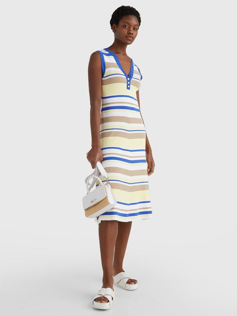 Dresses Tommy Hilfiger Stripe Henley Midi Multicolor | MX_W21126