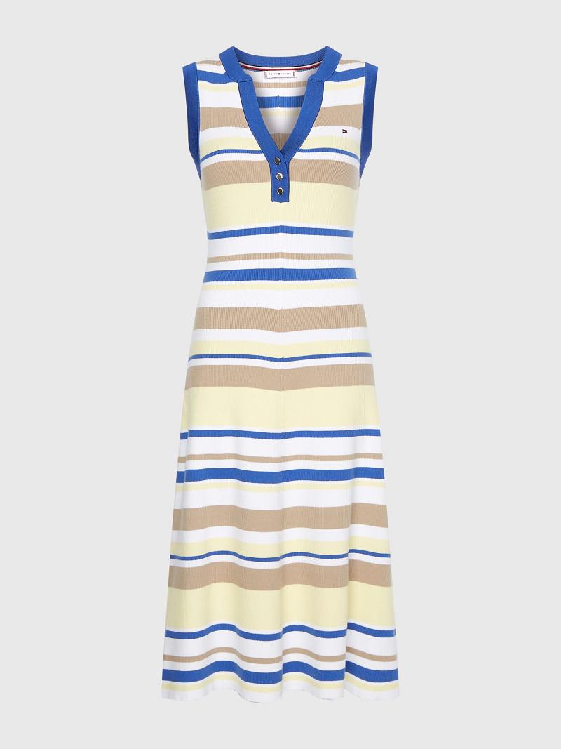 Dresses Tommy Hilfiger Stripe Henley Midi Multicolor | MX_W21126