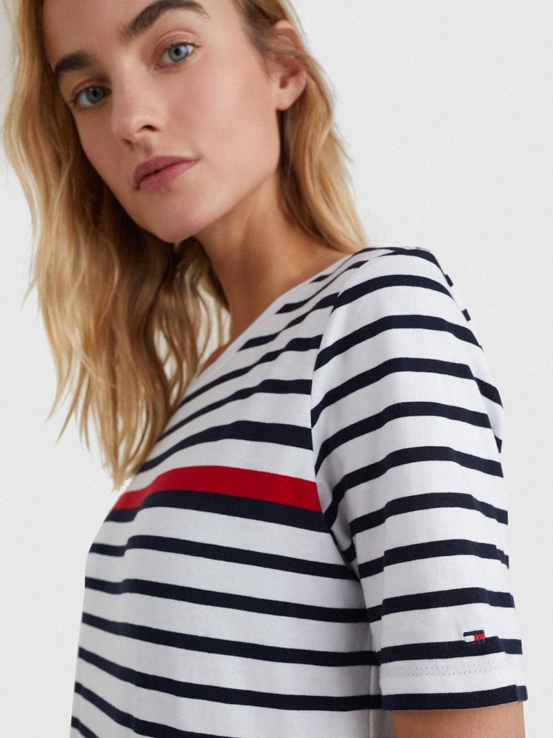 Dresses Tommy Hilfiger Stripe T-Shirt Rojos Blancos Azules | MX_W21127