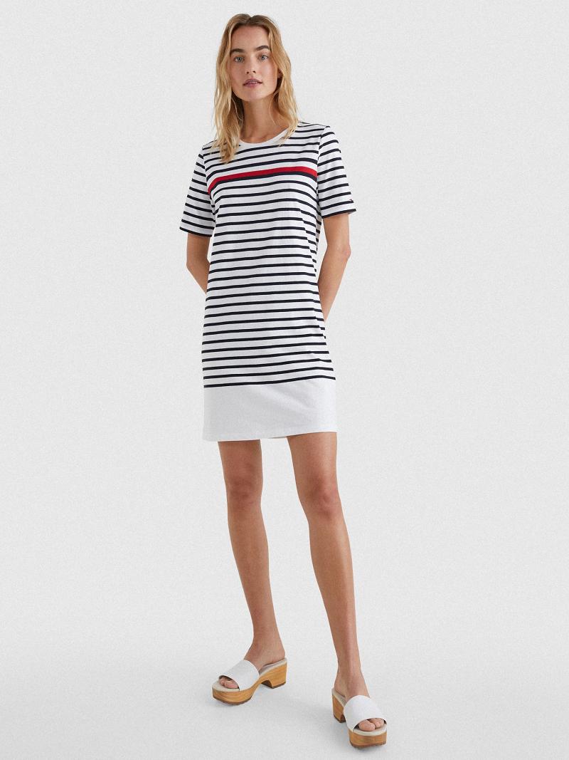 Dresses Tommy Hilfiger Stripe T-Shirt Rojos Blancos Azules | MX_W21127