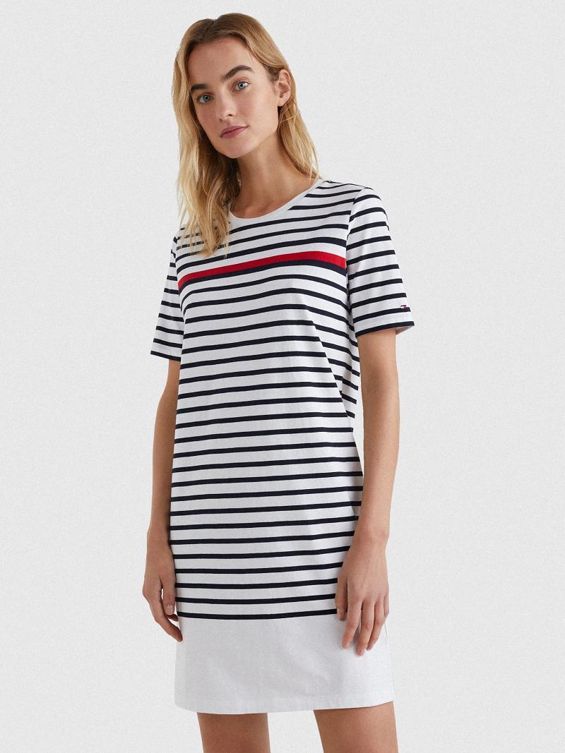 Dresses Tommy Hilfiger Stripe T-Shirt Rojos Blancos Azules | MX_W21127