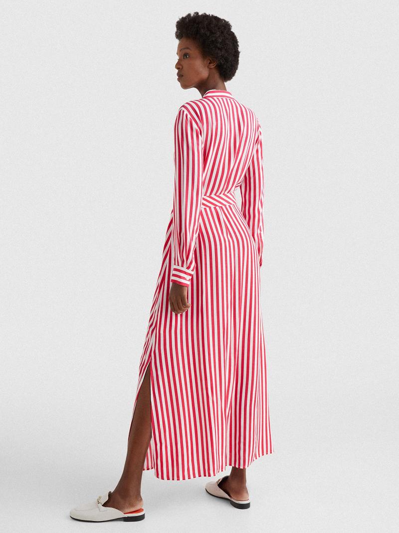 Dresses Tommy Hilfiger Striped Maxi Blancos Rosas | MX_W21129