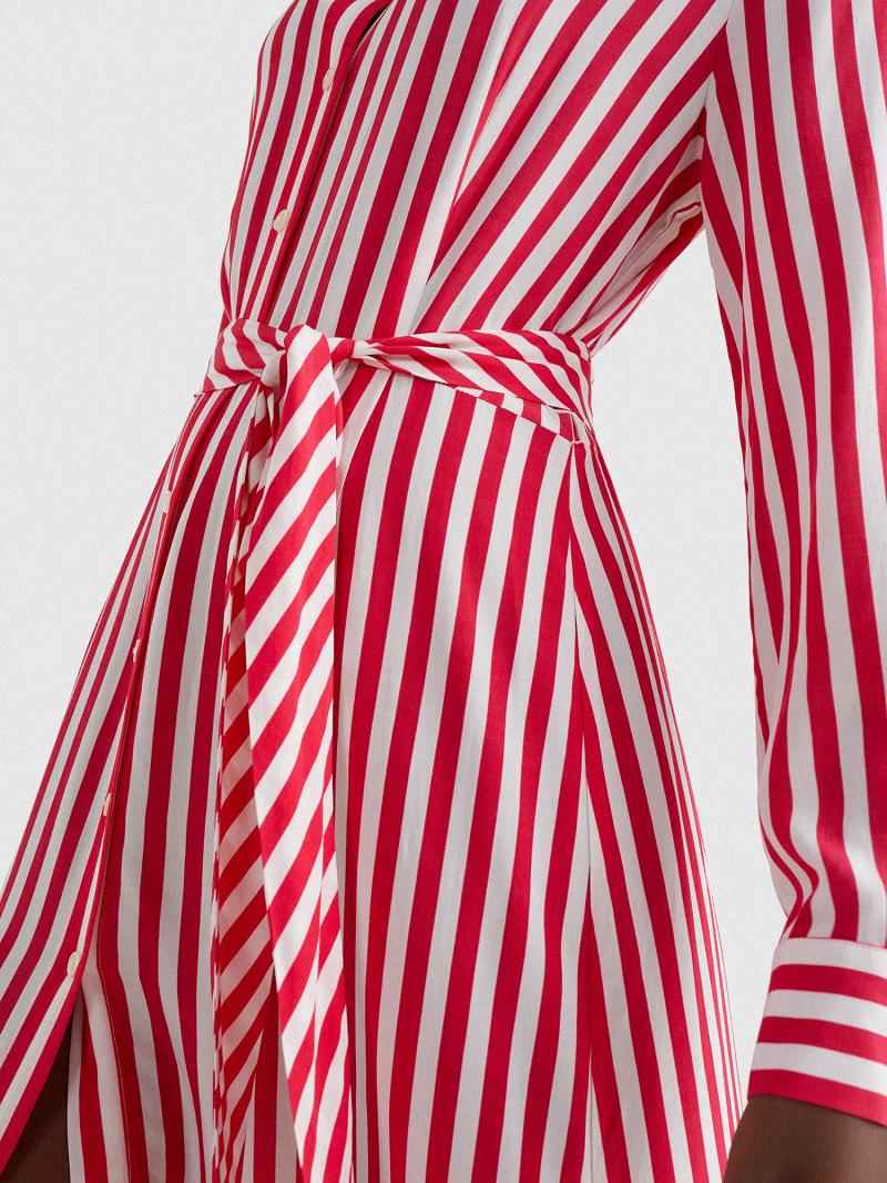 Dresses Tommy Hilfiger Striped Maxi Blancos Rosas | MX_W21129