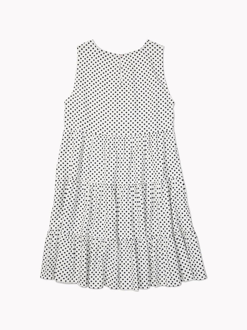 Dresses Tommy Hilfiger Tiered Dot Blancos Azules | MX_W21133