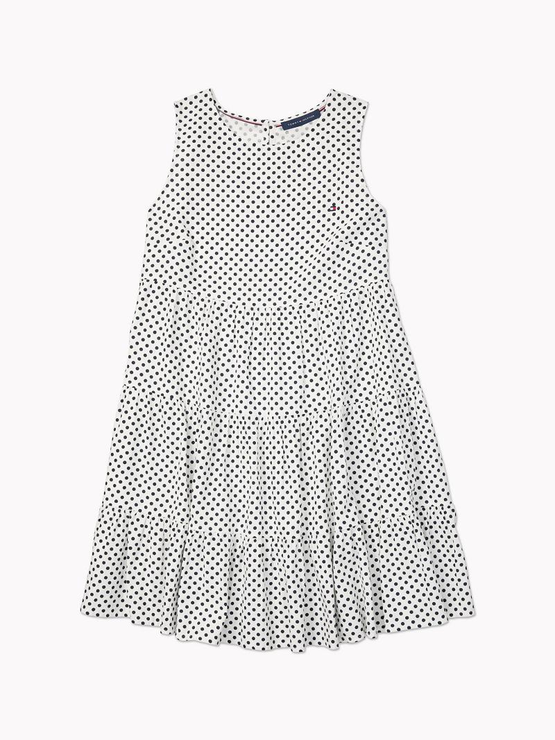 Dresses Tommy Hilfiger Tiered Dot Blancos Azules | MX_W21133