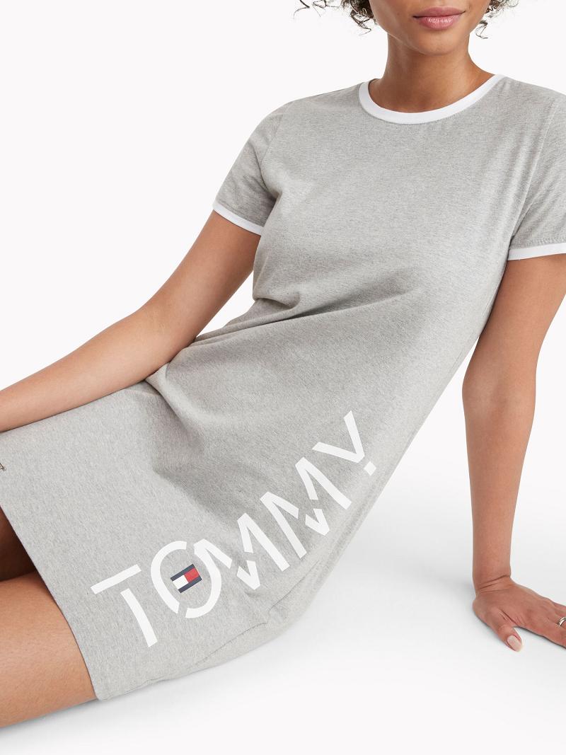 Dresses Tommy Hilfiger Tommy T-Shirt Grises | MX_W21135