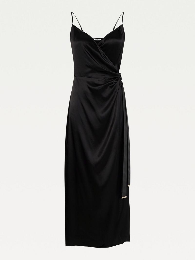 Dresses Tommy Hilfiger Wrap Maxi Negros | MX_W21137