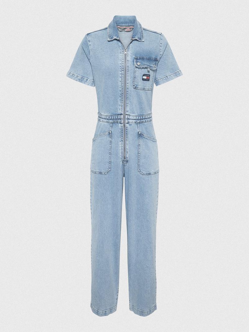 Falda Tommy Hilfiger Badge Logo Denim Coverall Jumpsuit Azules | MX_W21321