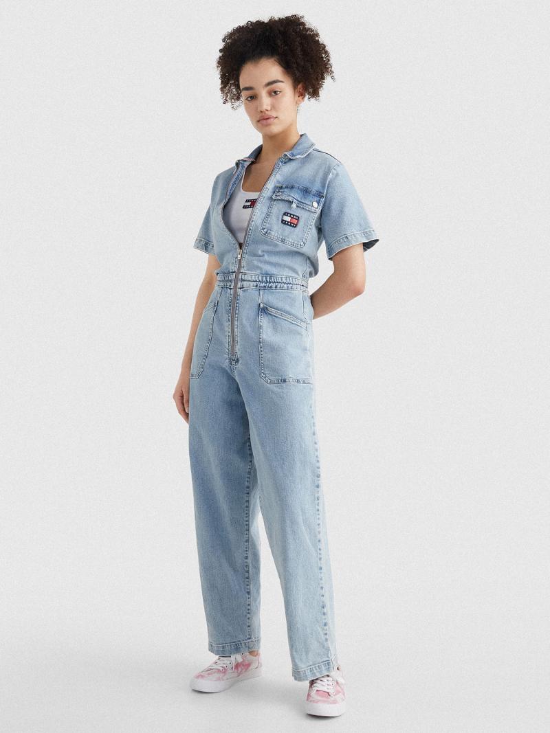 Falda Tommy Hilfiger Badge Logo Denim Coverall Jumpsuit Azules | MX_W21321