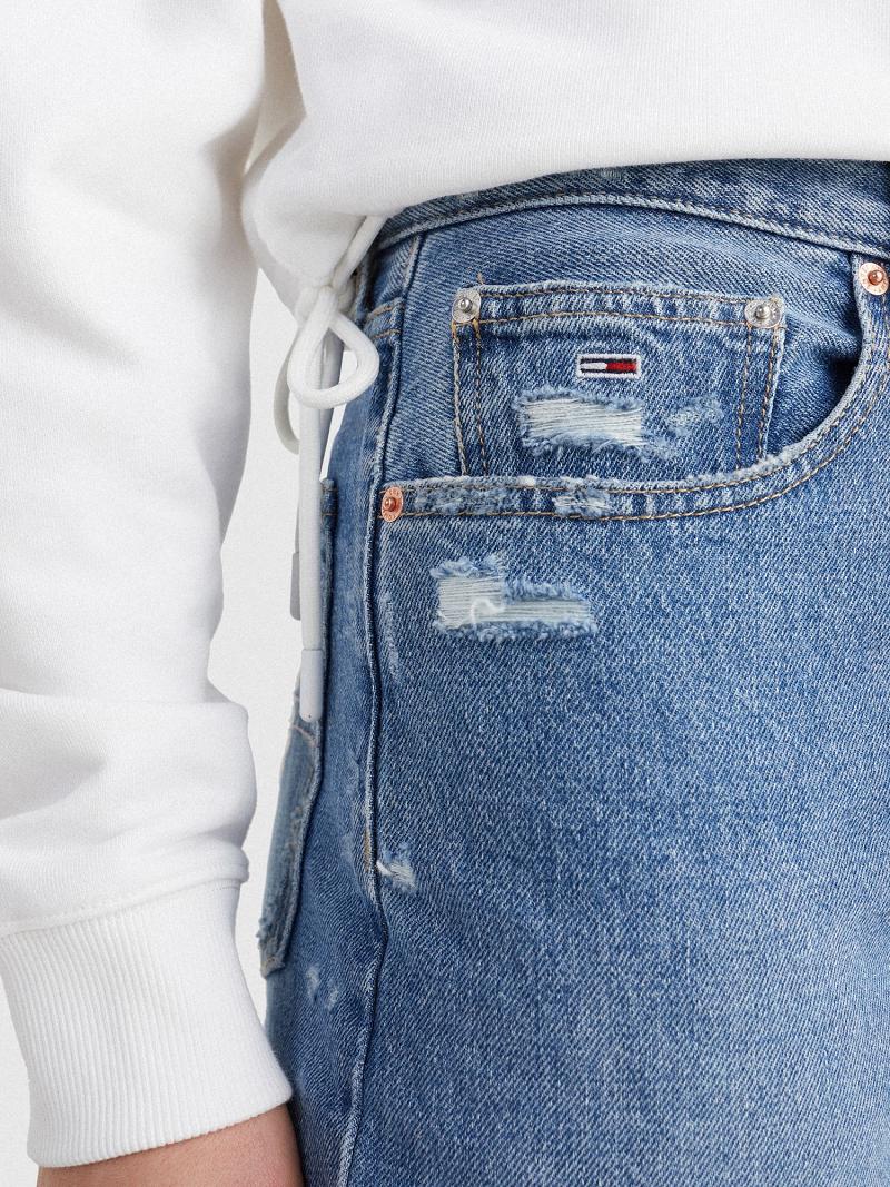 Jeans Tommy Hilfiger High Rise Distressed Mom Fit Azules | MX_W21195