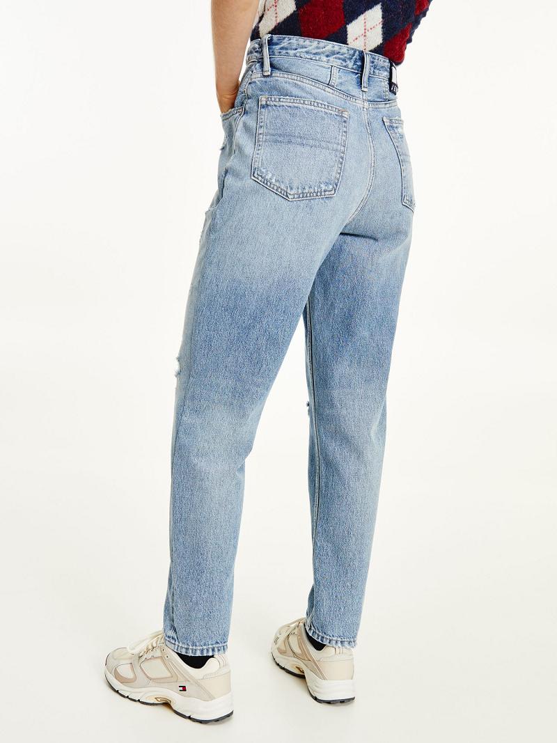 Jeans Tommy Hilfiger High Rise Tapered Mom Fit Azules | MX_W21200