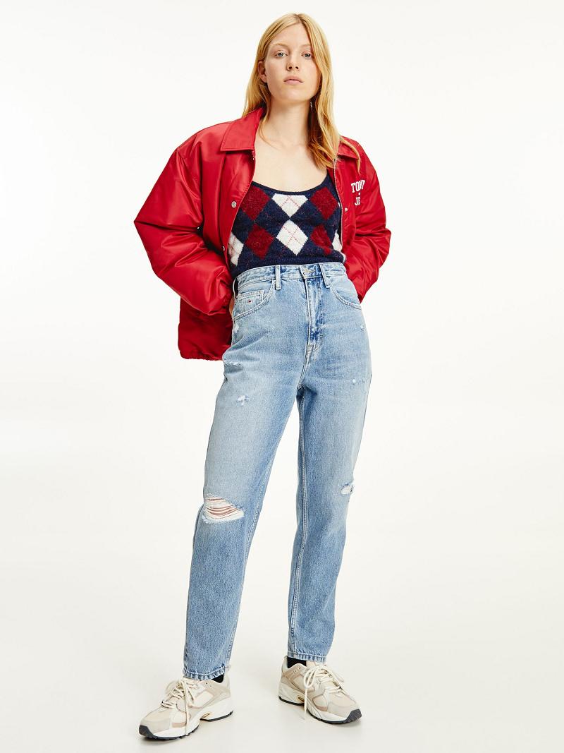 Jeans Tommy Hilfiger High Rise Tapered Mom Fit Azules | MX_W21200