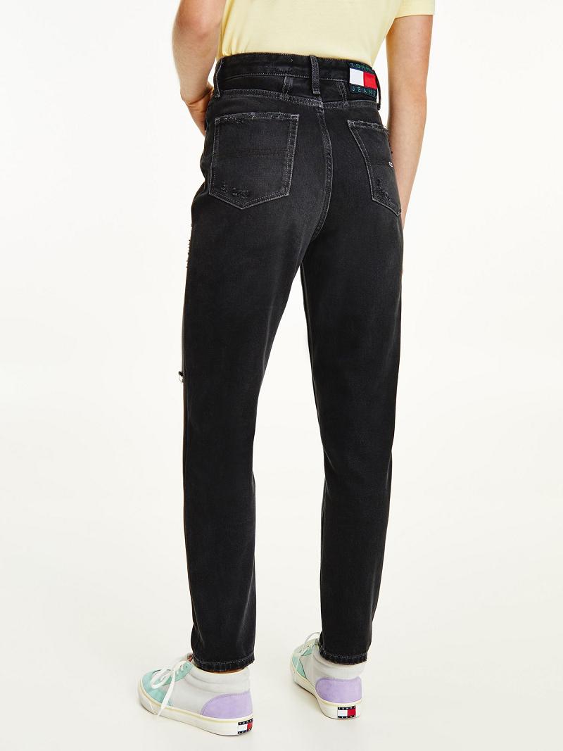 Jeans Tommy Hilfiger Recycled Mom Fit Negros | MX_W21206