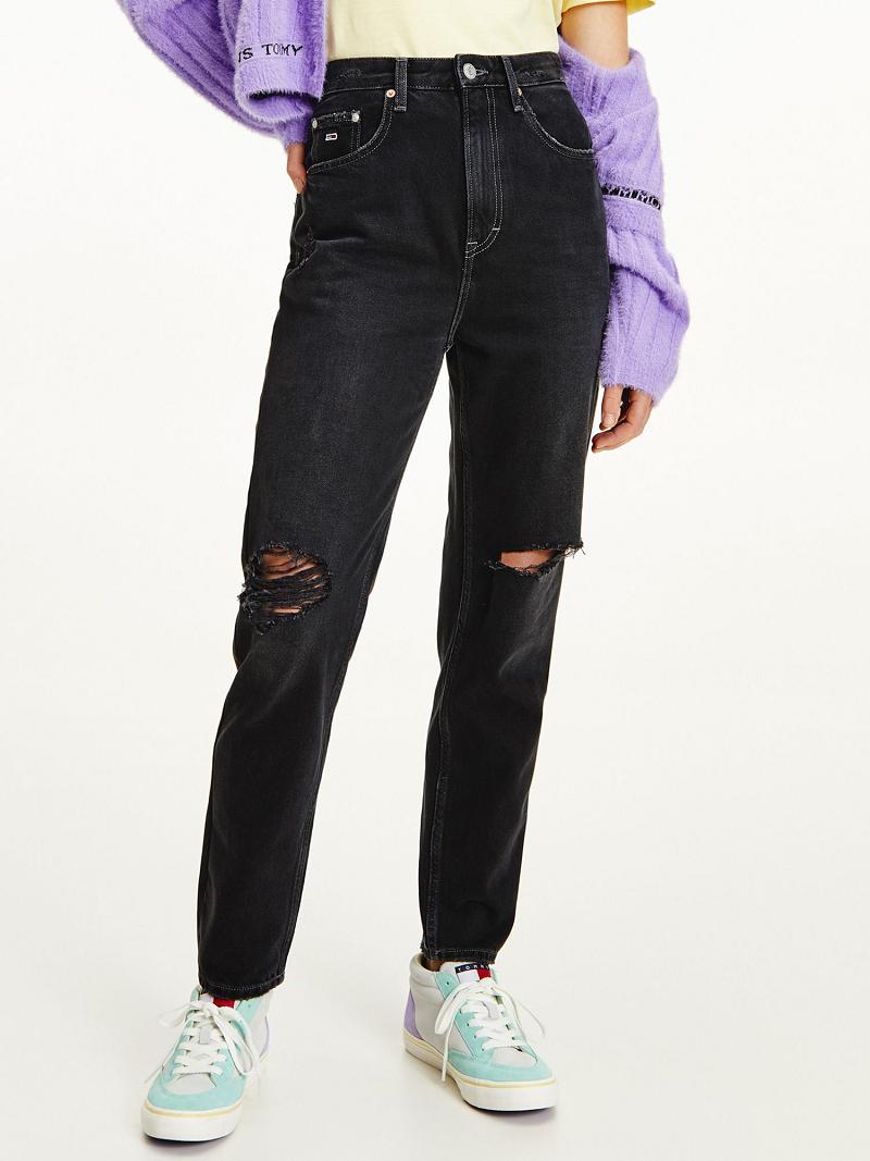 Jeans Tommy Hilfiger Recycled Mom Fit Negros | MX_W21206