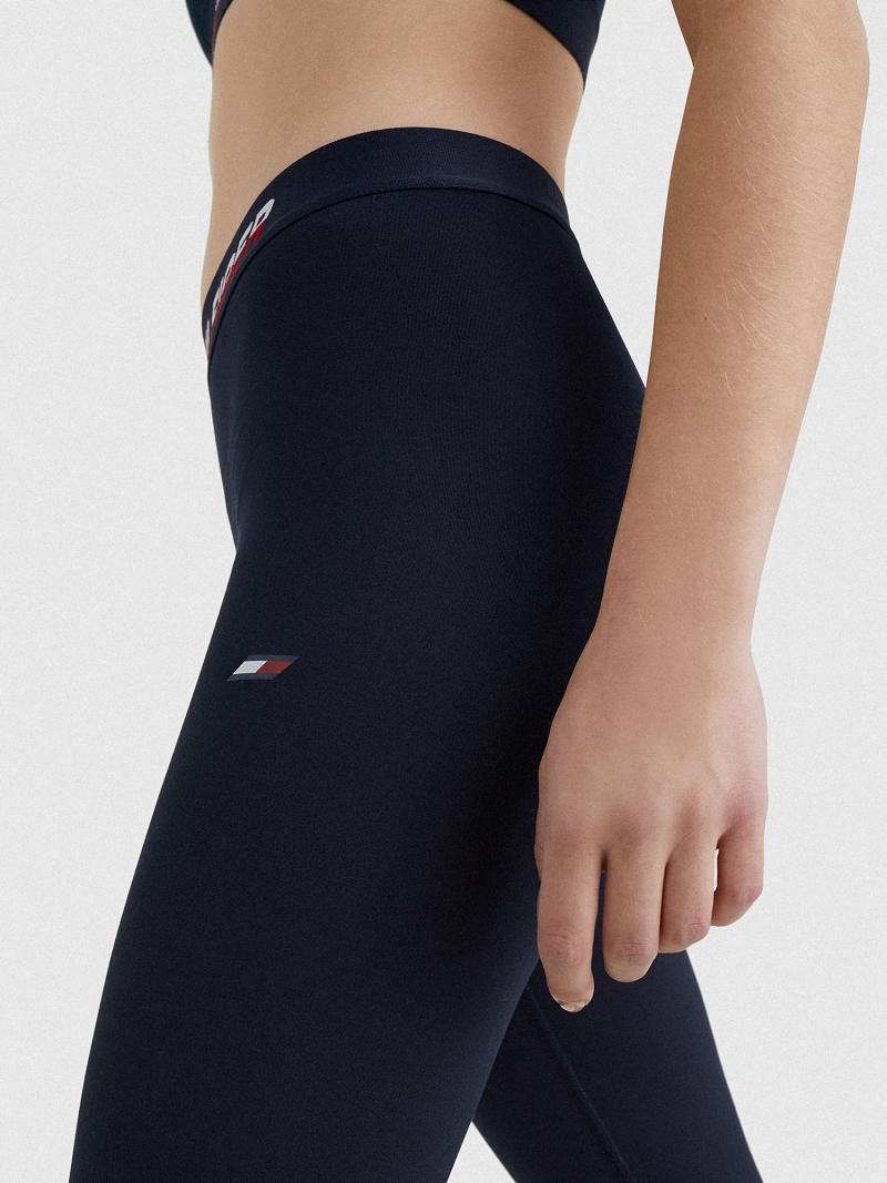 Leggins Tommy Hilfiger Regular-Cintura Logo Tape Azules | MX_W21231