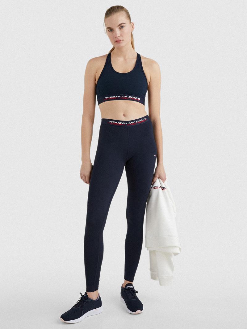 Leggins Tommy Hilfiger Regular-Cintura Logo Tape Azules | MX_W21231