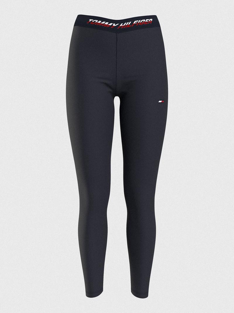 Leggins Tommy Hilfiger Regular-Cintura Logo Tape Azules | MX_W21231