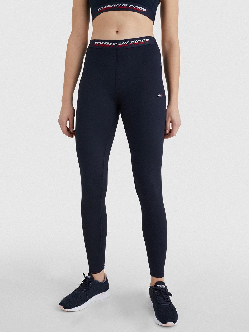 Leggins Tommy Hilfiger Regular-Cintura Logo Tape Azules | MX_W21231