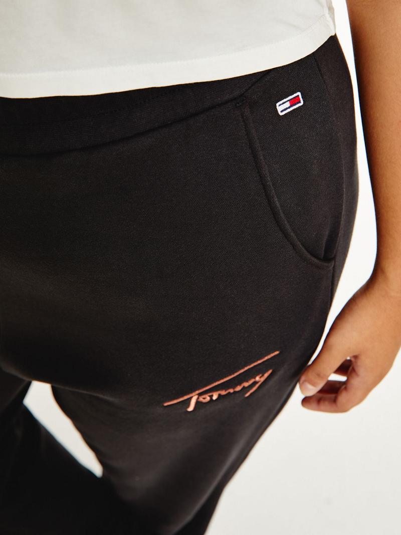 Pantalones Tommy Hilfiger Curve Recycled Signature Sweatpant Negros | MX_W21235