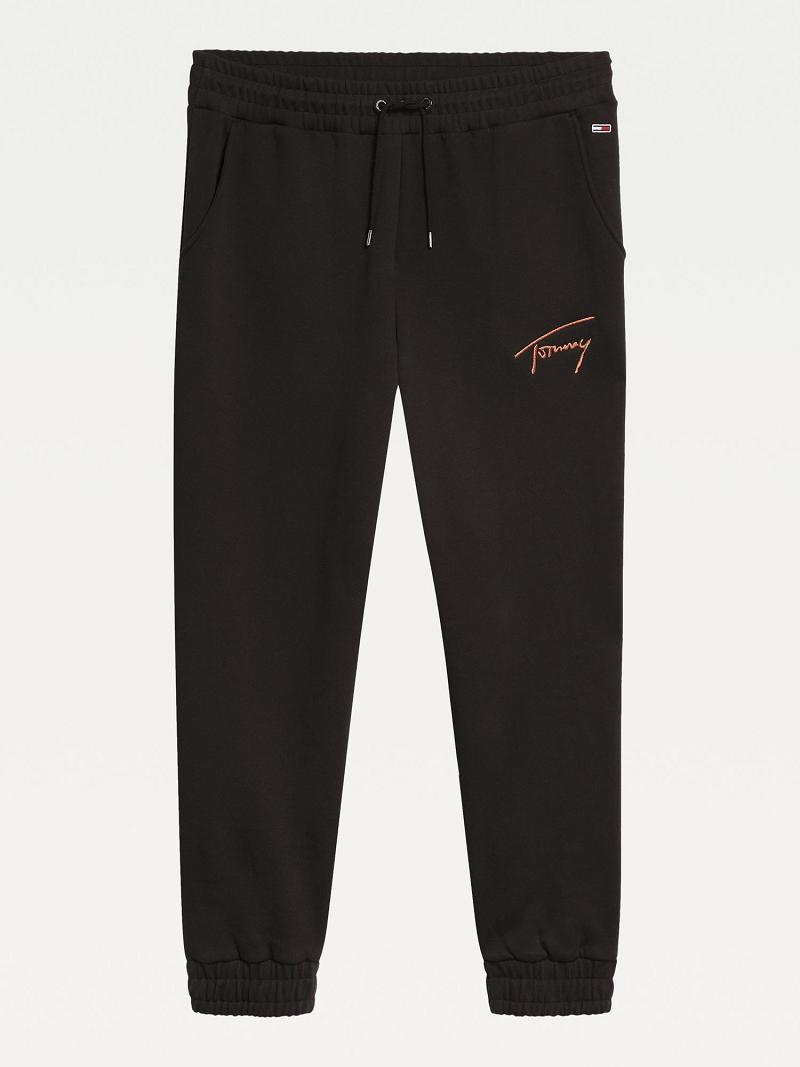 Pantalones Tommy Hilfiger Curve Recycled Signature Sweatpant Negros | MX_W21235