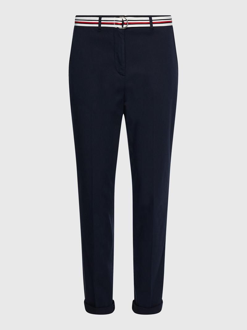 Pantalones Tommy Hilfiger Curve Slim Fit Chino Azul Marino | MX_W21236